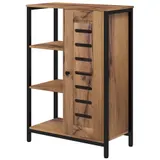 kleankin Badezimmerschrank, freistehend, industrielles Design, Stahlkonstruktion, 3 offene Regale, 2-stufiger Schrank, Lamellentür, 60 x 30 x 85 cm, rustikales Braun   Aosom – Bild 1