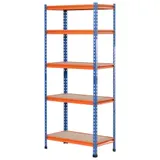 HOMCOM Schwerlastregal aus Metall mit 5 Ebenen, Garagenregal, Lagerregal, Tragkraft 1500 kg, 80 x 40 x 182 cm, Blau Orange   Aosom – Bild 1