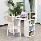 HOMCOM Schreibtisch Multimediabüro mit 3 Schubladen 2 Regalen 120L x 49B x 72H cm Weiß   Aosom – Bild 3