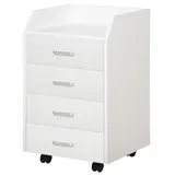 Vinsetto Bürocontainer Aufbewahrung auf Rollen 4 Schubladen MDF und Spanplatten dim. 40L x 36B x 65H cm weiß   Aosom – Bild 1