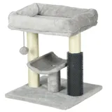 PawHut Kleiner Kratzbaum Katzenbaum Spielturm 48 cm Höhe Sisalstamm Grau mit hängender Kugel Grau   Aosom – Bild 1