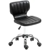 HOMCOM Drehbarer Rollhocker - Drehhocker für Arbeit - Ergonomischer Hocker - Höhenverstellbarer Sitz 47-62 cm - Gepolstertes PU-Synthetikleder in Schwarz verchromtes Metall   Aosom – Bild 1