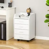 Vinsetto Bürocontainer Aufbewahrung auf Rollen 4 Schubladen MDF und Spanplatten dim. 40L x 36B x 65H cm weiß   Aosom – Bild 3