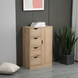 HOMCOM Aufbewahrungsschrank Sideboard modern mit 1 Schrank und 4 Schubladen - aus Holz - für Wohnzimmer, Küche, Eingangsbereich, Esszimmer - braun   Aosom – Bild 3
