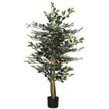 HOMCOM Künstlicher Ficus Pflanze Höhe 1,3 m Stamm Zweige Liane Moosblaetter Topf inklusive   Aosom – Bild 1