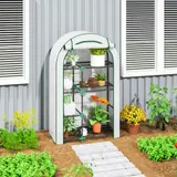 Outsunny Gewächshaus mit Runddach Tür, Regale, winterfest Foliengewächshaus aus Stahl, Treibhaus für Balkon, Garten, Tomatenhaus 100 x 45 x 160 cm, Tomatengewächshaus für Tomaten, Gemüse, Blumen, Weiß   Aosom – Bild 3