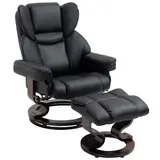 HOMCOM Relaxsessel mit Hocker  Drehbarer Fernsehsessel mit Liegefunktion, Kunstleder, Schwarz  Aosom – Bild 1