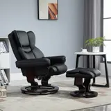 HOMCOM Relaxsessel mit Hocker  Drehbarer Fernsehsessel mit Liegefunktion, Kunstleder, Schwarz  Aosom – Bild 3