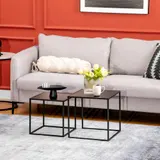 HOMCOM Couchtisch-Set 2er-Set Beistelltische modernes Design Stahlgestell bis 10 kg Schwarz 120x59x45cm für Wohnzimmer   Aosom.de – Bild 3