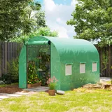 Outsunny Gewächshaus ca. 3 x 2 x 2 m Foliengewächshaus mit 6 Fenster, Rolltür, Aufrollbar Seitenwänden, UV-beständiger Folientunnel, Winterfest Tomatenhaus mit Erdanker, Grün   Aosom – Bild 3