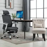 HOMCOM Relaxsessel, Sessel mit Rückenkissen, Loungesessel mit Leinenoptik, Holzbeine, für Wohnzimmer, Schlafzimmer, 52,5 x 69 x 77 cm, Cremeweiß   Aosom – Bild 3