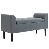 HOMCOM Sitzbank mit Stauraum, Polsterbank mit Leinenoptik, Holzbeine, Bettbank belastbar bis 130 kg, für Wohnzimmer Schlafzimmer Flur, 116 x 44 x 58 cm Hellgrau   Aosom – Bild 1