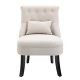 HOMCOM Relaxsessel, Sessel mit Rückenkissen, Loungesessel mit Leinenoptik, Holzbeine, für Wohnzimmer, Schlafzimmer, 52,5 x 69 x 77 cm, Cremeweiß   Aosom – Bild 1