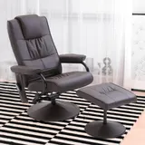 HOMCOM Massagesessel mit Hocker, drehbarer Relaxsessel mit Massagefunktion, elektrischer Fernsehsessel mit Liegefunktion, Fernbedienung, Kunstleder, Braun   Aosom.de – Bild 3