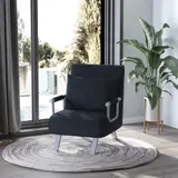 HOMCOM 2-in-1 Schlafsofa mit verstellbarer Rückenlehne 65L x 77B x 80H cm, abnehmbarer Bezug, Kissen, stabil und rostfrei, Polyester Schwarz   Aosom.de – Bild 3
