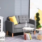 HOMCOM 2 Sitzer Sofa, Couch mit Stauraum, Holzbeine, Gepolsterter Polstersofa mit Samtoptik für Wohnzimmer, Schlafzimmer, 117x62x78 cm, Grau   Aosom – Bild 3