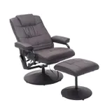 HOMCOM Massagesessel mit Hocker, drehbarer Relaxsessel mit Massagefunktion, elektrischer Fernsehsessel mit Liegefunktion, Fernbedienung, Kunstleder, Braun   Aosom.de – Bild 1