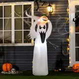 HOMCOM Halloween aufblasbares Gespenst 1,8 m mit LEDs, weiße und orange Dekoration aus Polyester 80 x 40 x 180 cm für gruselige Festlichkeiten   Aosom.de – Bild 3