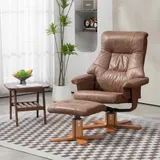 HOMCOM Relaxsessel mit Hocker, Drehbarer Fernsehsessel, TV Sessel mit Liegefunktion,Polstersessel für Wohnzimmer, Schlafzimmer, Mikrofaser Braun, 78 x 82,5 x 109 cm   Aosom – Bild 3