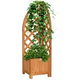 Outsunny Pflanzkasten mit Rankhilfe  Blumenkasten, für Garten, Terrasse, Balkon, Naturholz, Braun, 32x32x108cm  Aosom – Bild 1