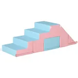 HOMCOM 2er-Set Bausteinset Tisch- und Stuhlset mit Rutsche rekonfigurierbar für 12-36 Monate Bauspielzeug aus Schaumstoff Rosa und Blau   Aosom.de – Bild 1