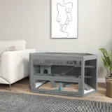 PawHut 3 Etagen Nagerkäfig, 6-eckig Kleintierkäfig, Kleintierhaus aus Holz, Mäusekäfig, Hamsterkäfig mit klappbarem Deckel, Sichtfenster, Rampe, 115 x 60 x 55 cm Grau   Aosom – Bild 3
