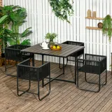 Outsunny 5-tlg Polyrattan Gartenmöbel Set Esstisch mit 4 Stühlen und Beistelltisch, stilvolle Essgruppe für Balkon und Garten   Aosom.de – Bild 3
