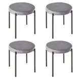 HOMCOM 4er-Set Barhocker ohne Lehne, Metallhocker, Küchenstuhl mit gepolstertem Sitz in Samtoptik, Grau   Aosom.de – Bild 1