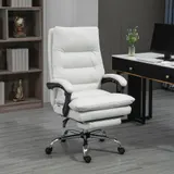 Vinsetto Bürostuhl mit Massagefunktion, mit 135° neigbaren Rückenlehne, höhenverstellbar, Belastung 120 kg Kunstleder 65x72x109-117cm Cremeweiß  Aosom – Bild 3