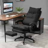 Vinsetto Bürostuhl mit Massagefunktion, bis 120kg, mit Fußstütze, ergonomischer Schreibtischstuhl, höhenverstellbar, Schwarz  Aosom.de – Bild 3