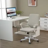 Vinsetto Bürosessel ergonomischer Schreibstuhl mit Lendenwirbelstütze höhenverstellbar bis 120 Kg in Beige für Büro & Homeoffice   Aosom.de – Bild 3