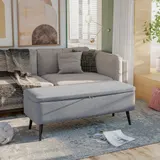 HOMCOM Sitzbank mit Stauraum bis 150 kg belastbar, Polsterbank für Wohnzimmer, Flur & Schlafzimmer, Stahlbeine, 101x38,5x44,5cm   Aosom.de – Bild 3