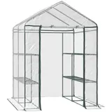 Outsunny Foliengewächshaus  Begehbares Gartenhäuschen Tomatengewächshaus mit 6 Regalen, Transparent Stahl PVC, für Garten  Aosom – Bild 1