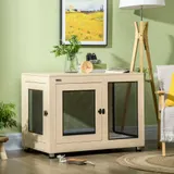 PawHut Hundebox mit Kissen 2 Türen Hundehütte für kleine bis mittelgroße Hunde Eiche 94x60x71,5cm vielseitig einsetzbar   Aosom.de – Bild 3