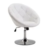 HOMCOM Arbeitshocker Drehhocker verchromt höhenverstellbar Schwarz Weiß PU Stahl 56x71x78-90cm für Büro & Werkstatt   Aosom.de – Bild 1