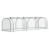 Outsunny Foliengewächshaus Treibhaus mit Tür 350 x 100 x 80 cm, transparentes PVC für Pflanzenaufzucht & Frühbeet, stabiler Stahlrahmen, grün   Aosom.de – Bild 1