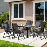 Outsunny Sitzgruppe klappbar 6 Personen Gartenmöbel Set 1 Tisch+6 Stühle Sitzgarnitur Aluminium Mesh Schwarz   Aosom – Bild 3