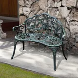 Outsunny Gartenbank Parkbank Sitzbank Bank Gartenmöbel 2-Sitzer Metall 100 x 54 x 78 cm   Aosom – Bild 3