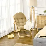 HOMCOM Relaxsessel Klappbar Polstersessel, Ruhesessel, Relaxstuhl, Esszimmerstuhl mit Leinenoptik für Wohnzimmer, Buchenholz, 71 x 89 x 96 cm Braun   Aosom – Bild 3