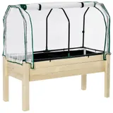 Outsunny Hochbeet Frühbeet 121x55x117 cm aus Tannenholz mit schützender Folie und Entwässerungslöchern, wasserdicht für Garten & Balkon in Naturfarbe   Aosom.de – Bild 1