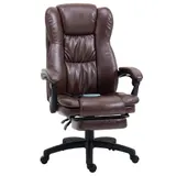 Vinsetto Leder Bürostuhl mit Massagefunktion & Liegefunktion, ergonomischer Schreibtischstuhl mit Fußstütze in Braun   Aosom.de – Bild 1