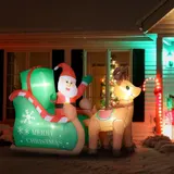 Outsunny Aufblasbar Weihnachtsdeko, 2,1 m Weihnachtsmann mit Schlitten & Rentier, LED-Beleuchtung, Selbstaufblasende Weihnachtsbeleuchtung für Innen- und Außenbereich   Aosom – Bild 3