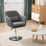 HOMCOM Arbeitshocker Drehstuhl Bürostuhl höhenverstellbar leinenartiges Polyester Stahl Dunkelgrau   Aosom.de – Bild 3