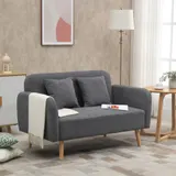 HOMCOM Doppelsofa  Loveseat mit Kissen, einstellbare Fußrasten, samtartiges Polyester, Gummiholz, Schaumstoff, 2-Sitzer, Stoffbezug  Aosom – Bild 3
