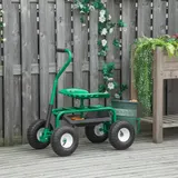 Outsunny Garten Rollsitz höhenverstellbar, fahrbarer Gartensitz, Rollhocker Gartensitz, Grün, 81 x 44,5 x 46-59 cm   Aosom.de – Bild 3