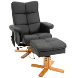 HOMCOM Relaxsessel mit Massagefunktion, 145° Neigung, Massagesessel mit Fußhocker und Stauraum, Polyester, Schwarz   Aosom.de – Bild 1