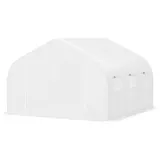 Outsunny Foliengewächshaus 3,5x3x3m mit UV-Schutz, winddicht, Mesh-Fenster, ideal für Tomaten & Pflanzen im Garten oder Balkon, Metall, Weiß   Aosom.de – Bild 1