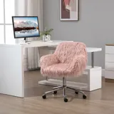 Vinsetto Bürostuhl Frauen, höhenverstellbar Schreibtischstuhl, ergonomisch, Kunstfell, Rosa+Silber   Aosom – Bild 3