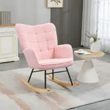 HOMCOM Schaukelstuhl Schwingsessel Schaukelsessel Akzentstuhl Relaxsessel Wohnzimmersessel für Schlafzimmer, bis 120 kg, Lammfellimitat, Rosa   Aosom – Bild 3