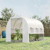 Outsunny Foliengewächshaus 2,95x2x2m Tunnel mit aufrollbaren Fenstern, UV-Schutz & winddicht, Stahlkonstruktion in Weiß   Aosom.de – Bild 3